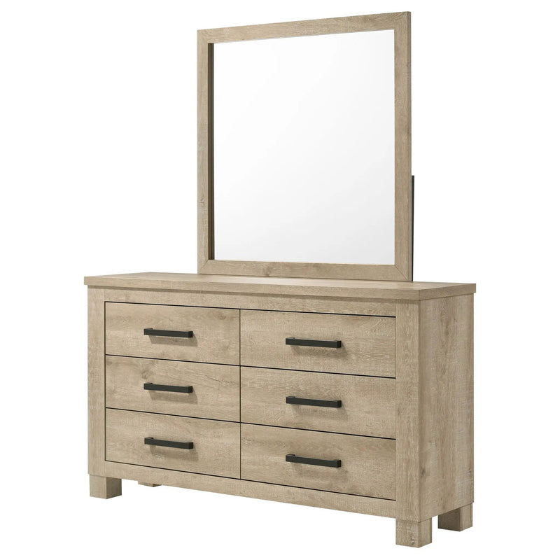 Oakglen 6-drawer Bedroom Dresser and Mirror Weathered Oak by Unique Piece Furniture