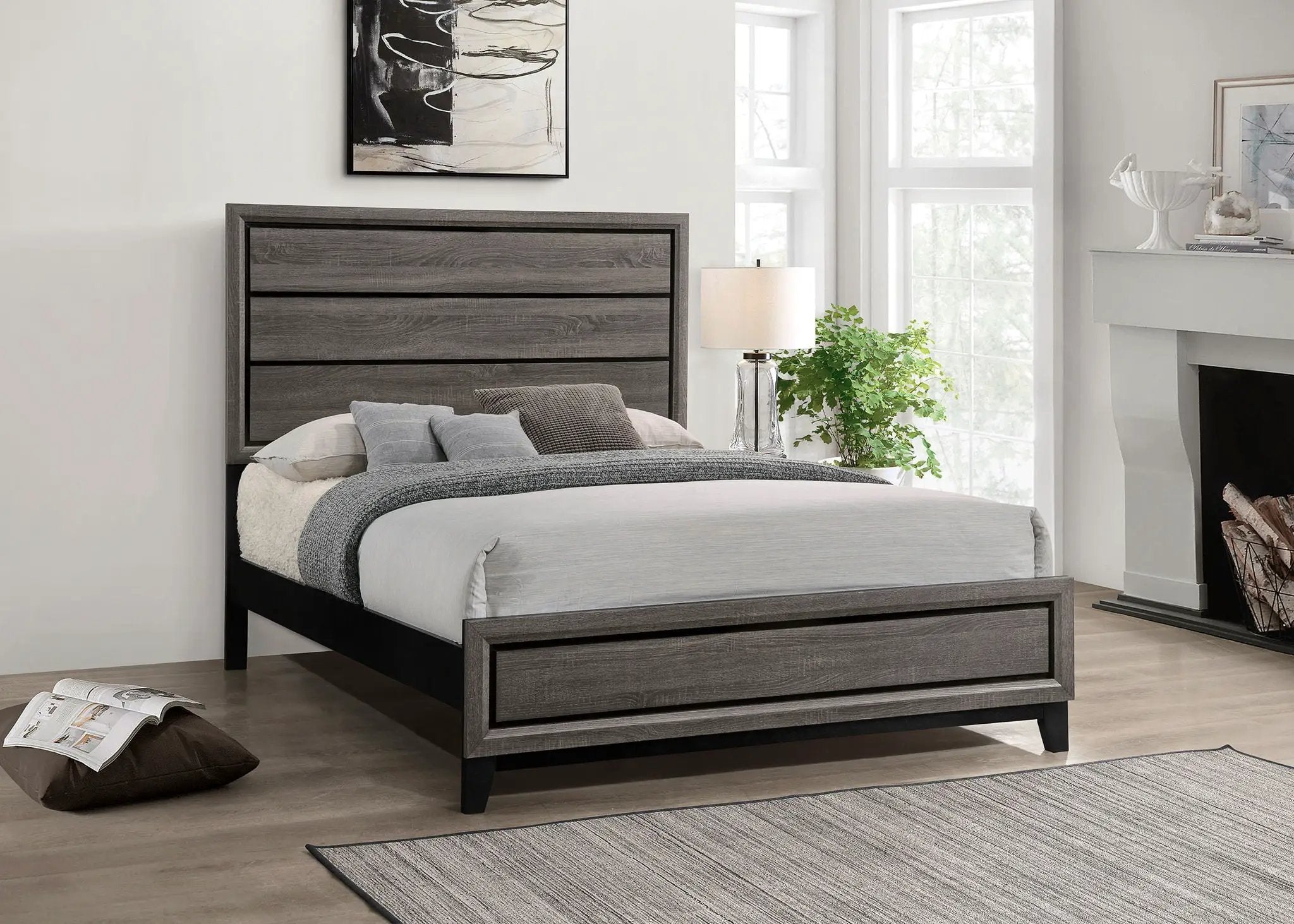 Watson Wood Queen Panel Bed Grey Oak by Unique Piece Furniture
