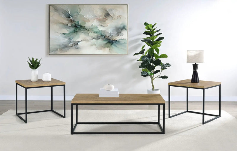 Straden 3-piece Engineered Wood Coffee Table Set Mango and Black by Unique Piece Furniture