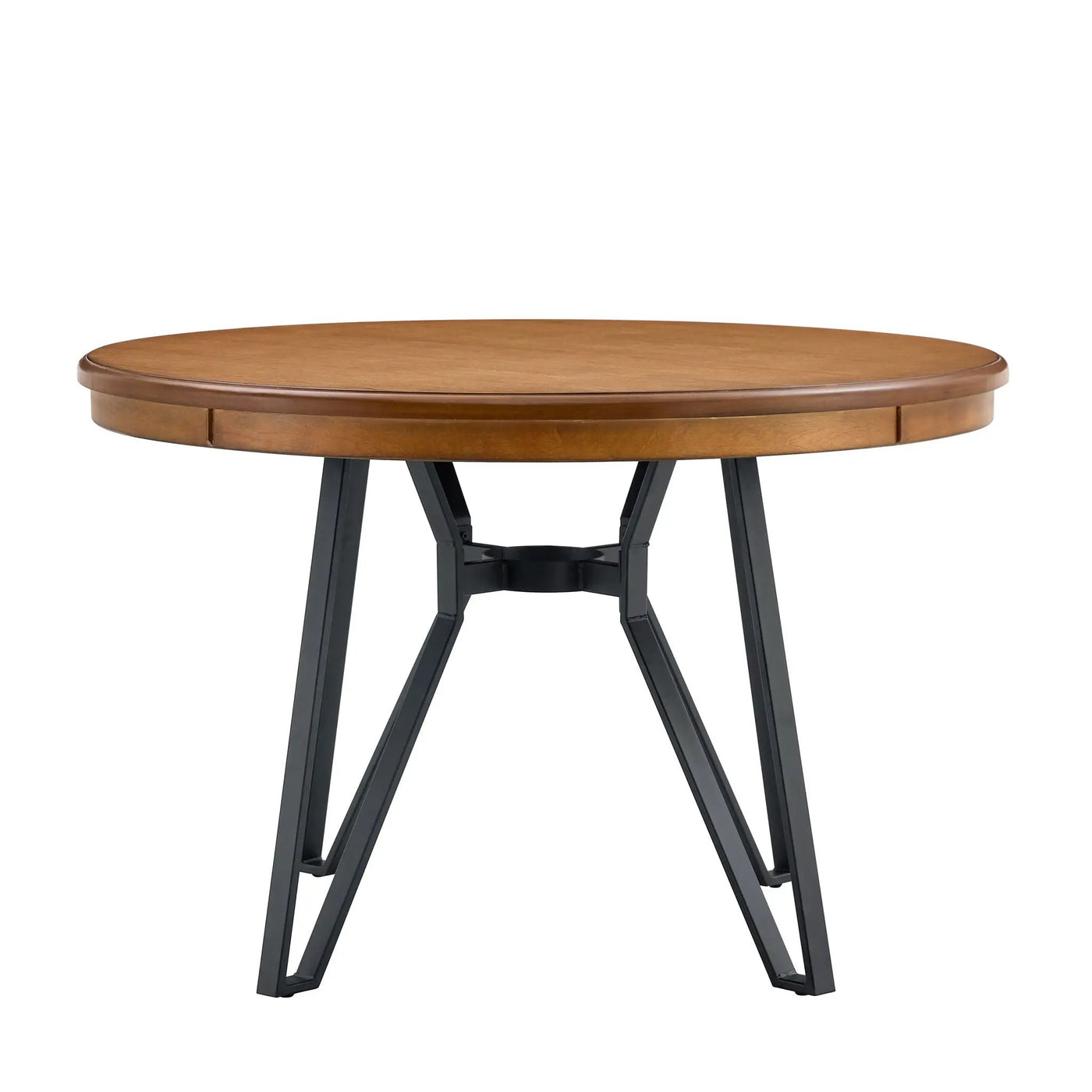 Mid Century Modern Round Dining Table with Metal Legs and Open Shelf by HouseOfZazla