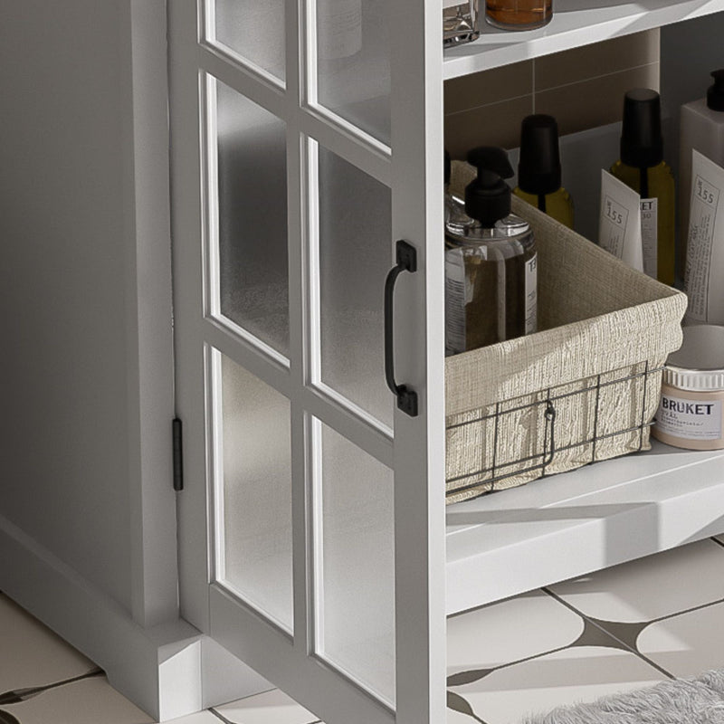 Modern Bathroom Vanity With Ceramic Sink, Tempered Blurred Glass Doors by HouseOfZazla