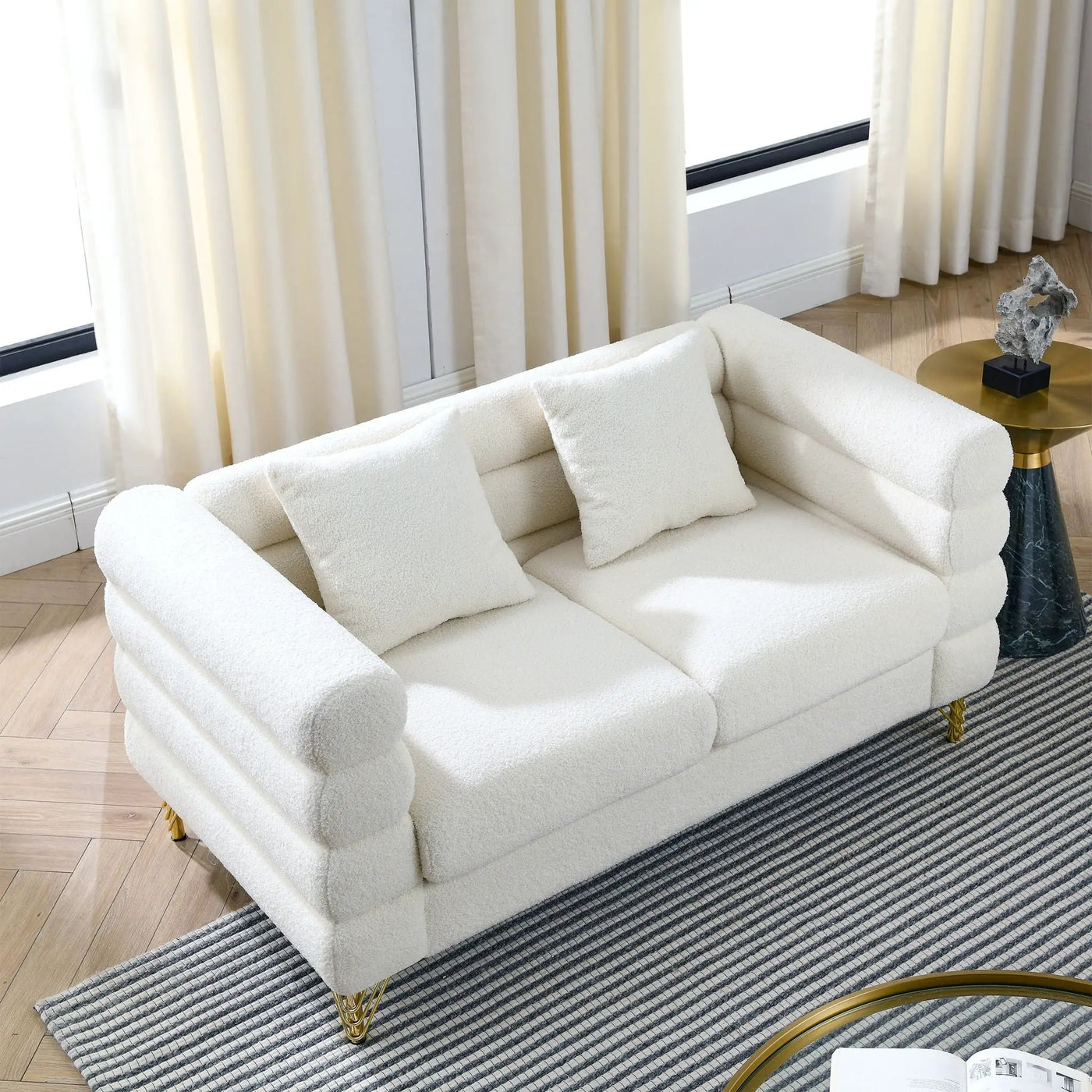 Oversized 2 Seater Sectional Sofa With Deep Seating And 2 Pillows by HouseOfZazla