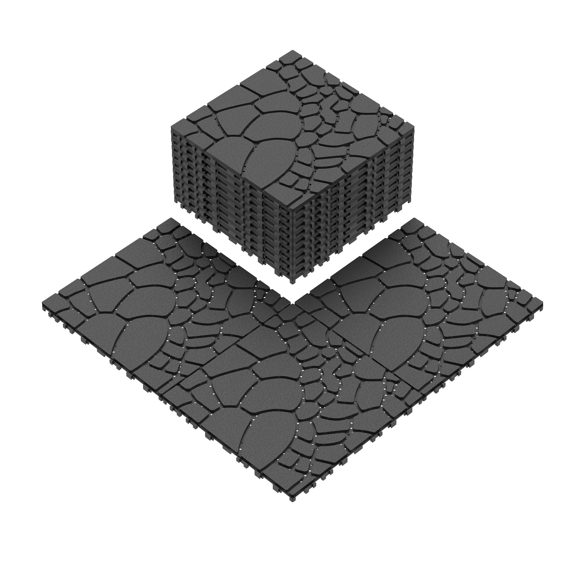 Stone Texture 12" Patio Deck Tiles - 44pcs by HouseOfZazla