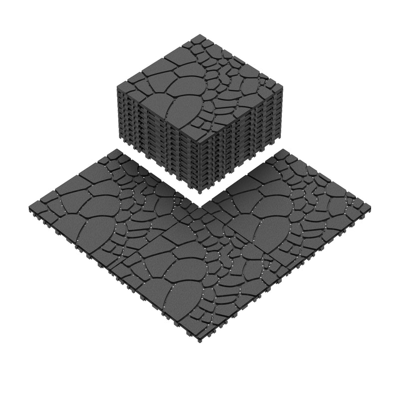Stone Texture 12" Patio Deck Tiles - 44pcs by HouseOfZazla