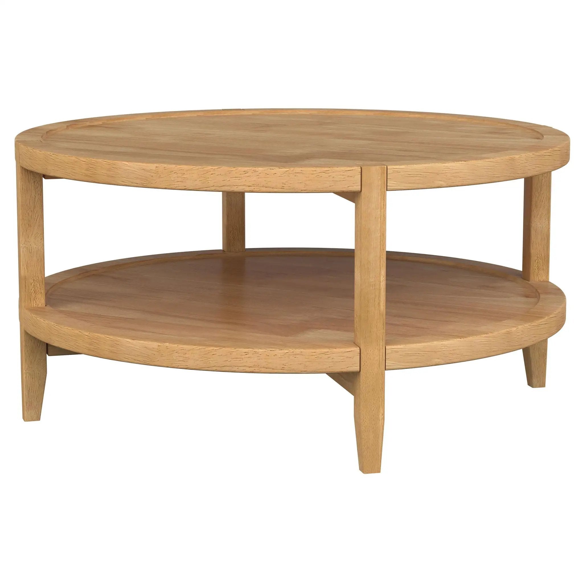 Camillo Round Solid Wood Coffee Table Maple Brown by Unique Piece Furniture