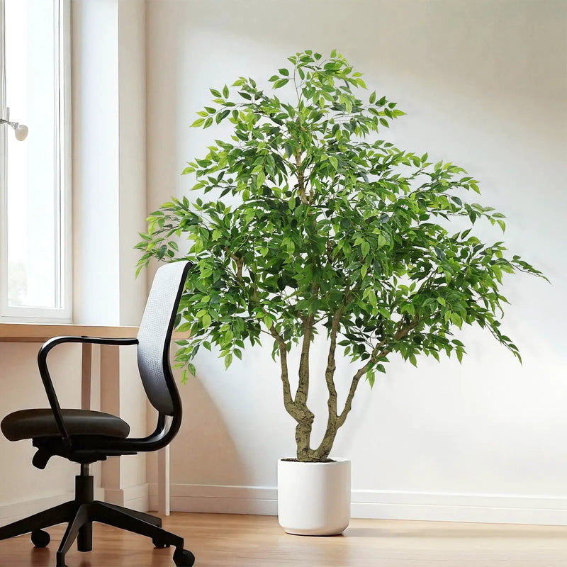 Artificial Banyan Tree With A Trunk And Lifelike Leaves, For Indoor And Outdoor Use - Green by HouseOfZazla