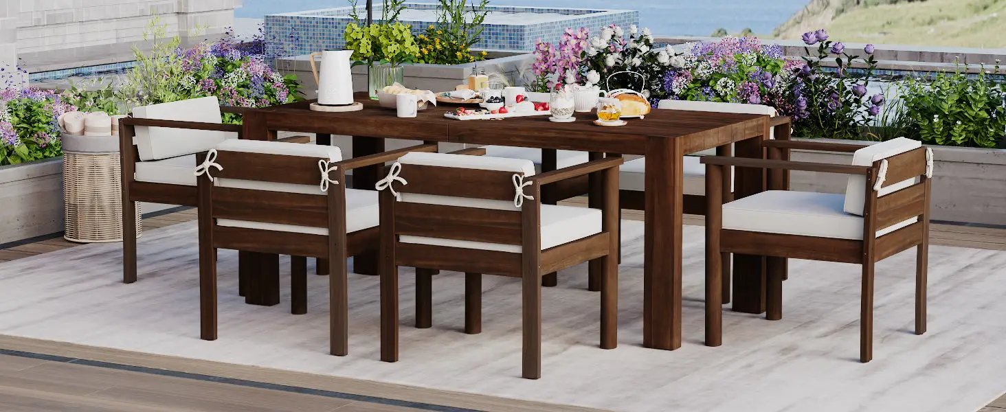 TREXM 7-Piece Patio Dining Table Set for 6 by HouseOfZazla