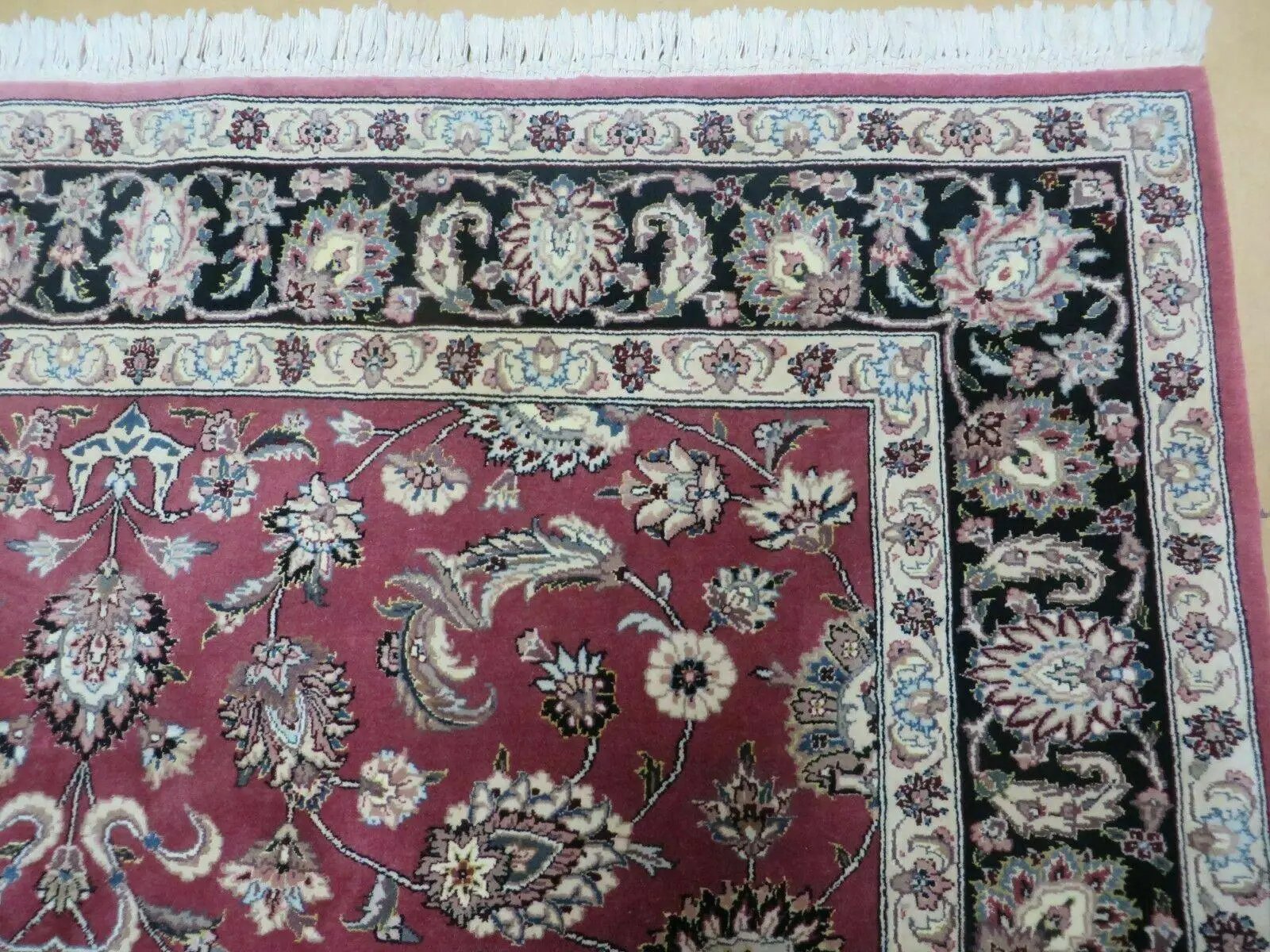 6' X 9' Vintage Handmade Fine India Floral Oriental Silk Accent Wool Rug Carpet by Jewel Rugs