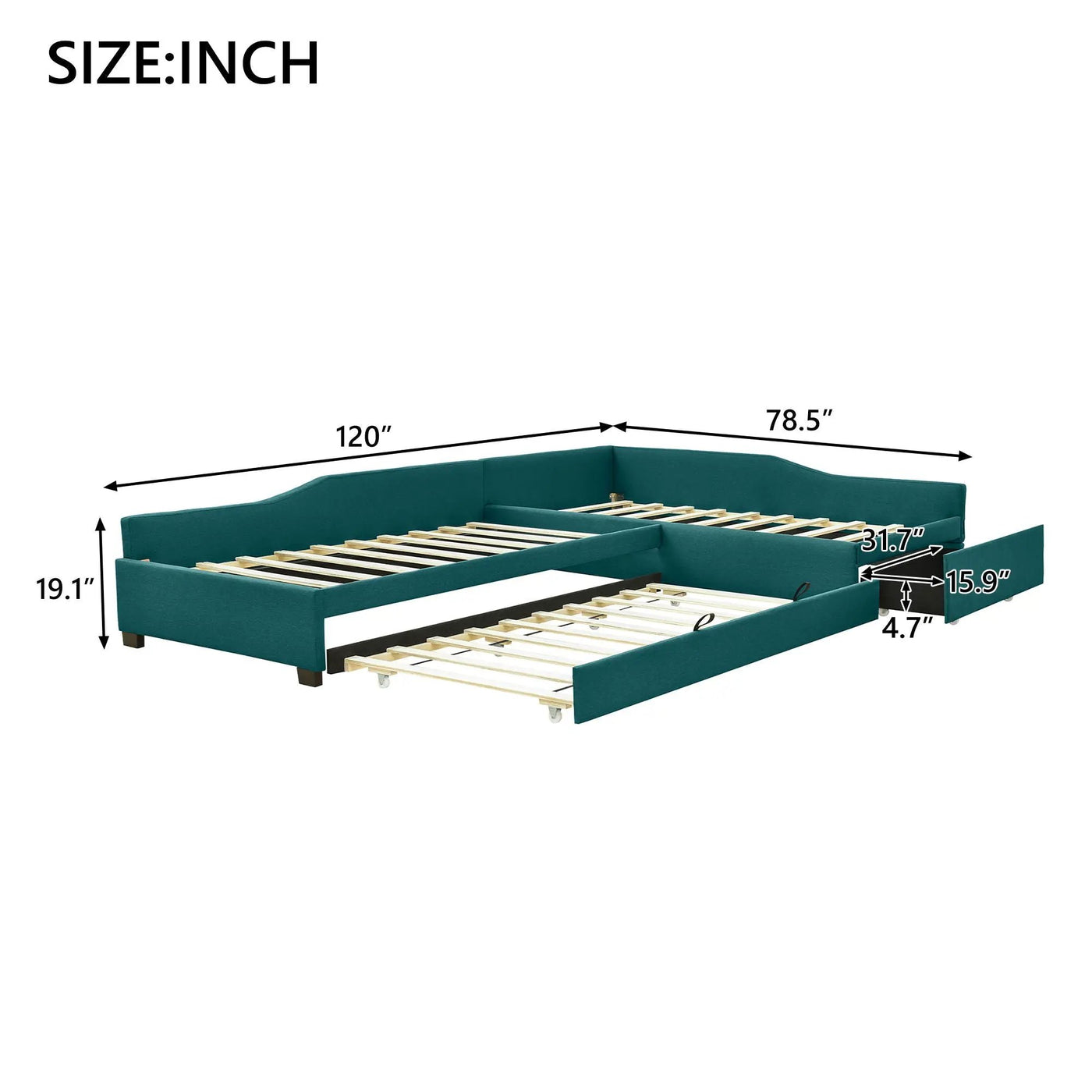 Upholstered Double Daybed With Trundle And Drawer by HouseOfZazla