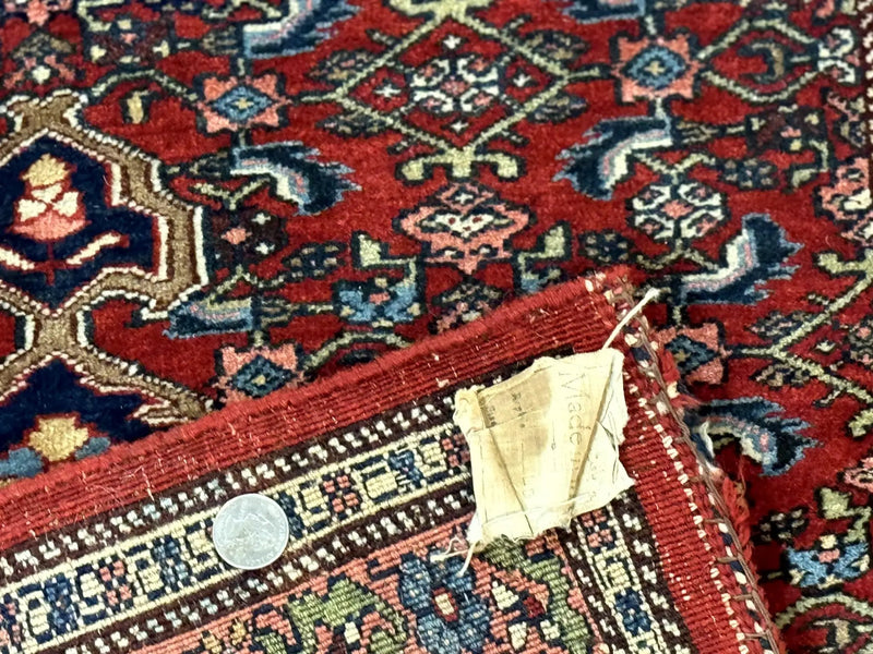 Persian Bidjar Rug 2.7 x 4, Red and Navy Blue, Small Persian Area Rug, Semi Antique by Jewel Rugs