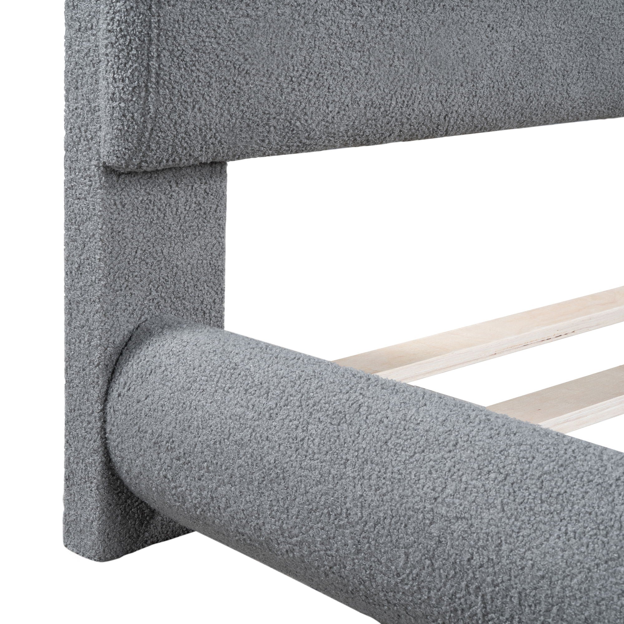 Upholstered Platform Bed With Thick Solid Frame And Stylish Curve-Shaped Design by HouseOfZazla