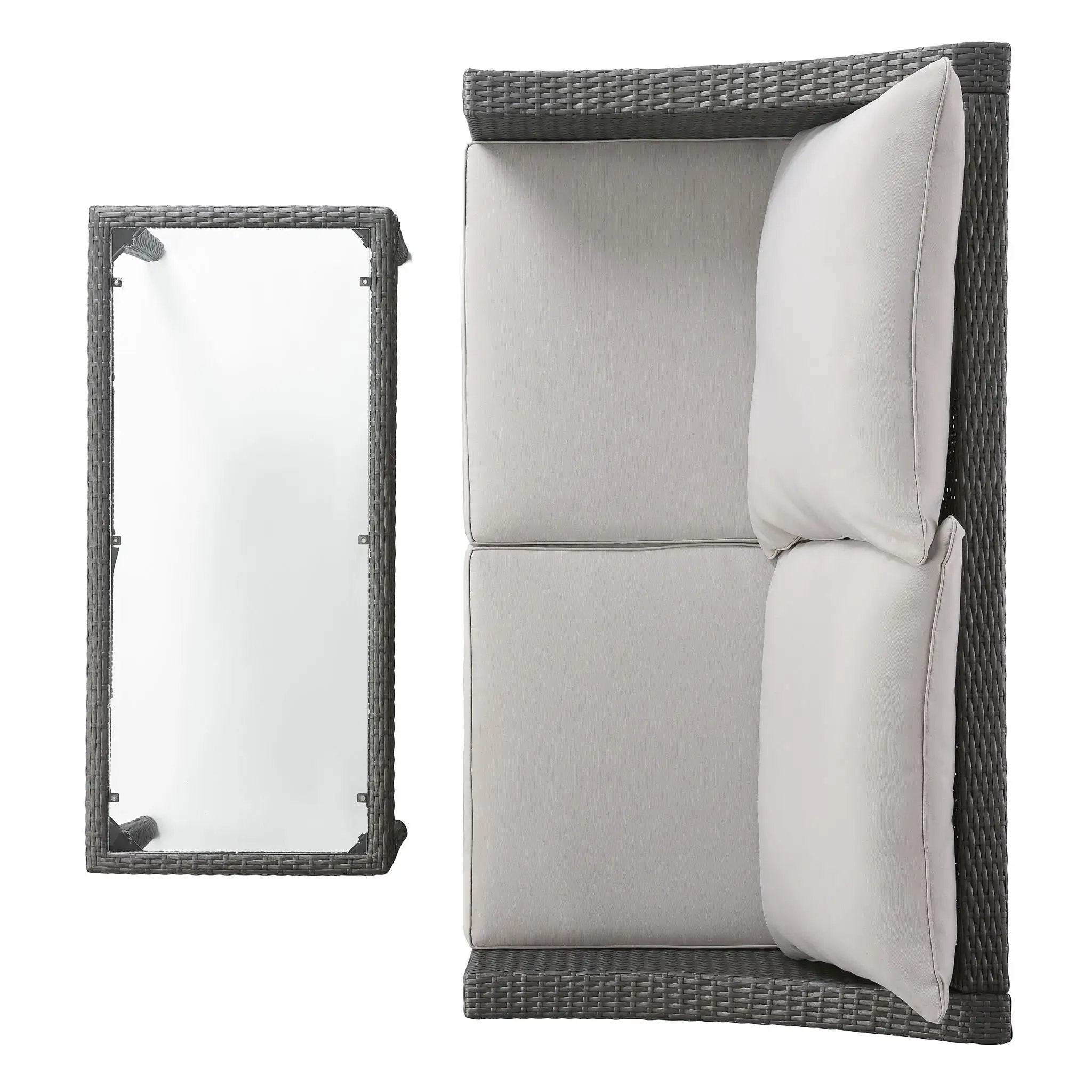 Contemporary Antibes Loveseat & Table Set Outdoor - Gray by HouseOfZazla