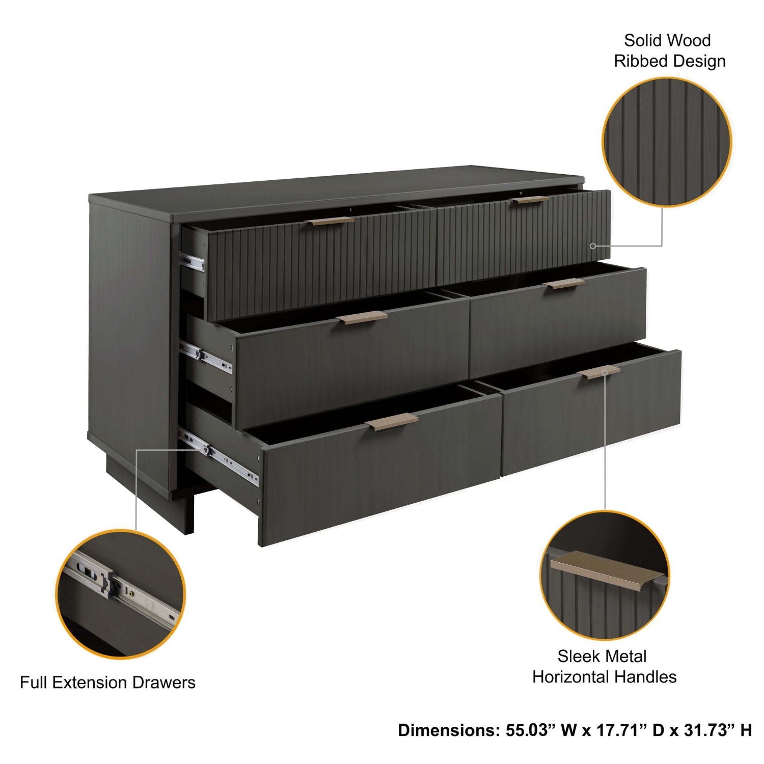 Granville - Dresse With 6 Drawers by HouseOfZazla