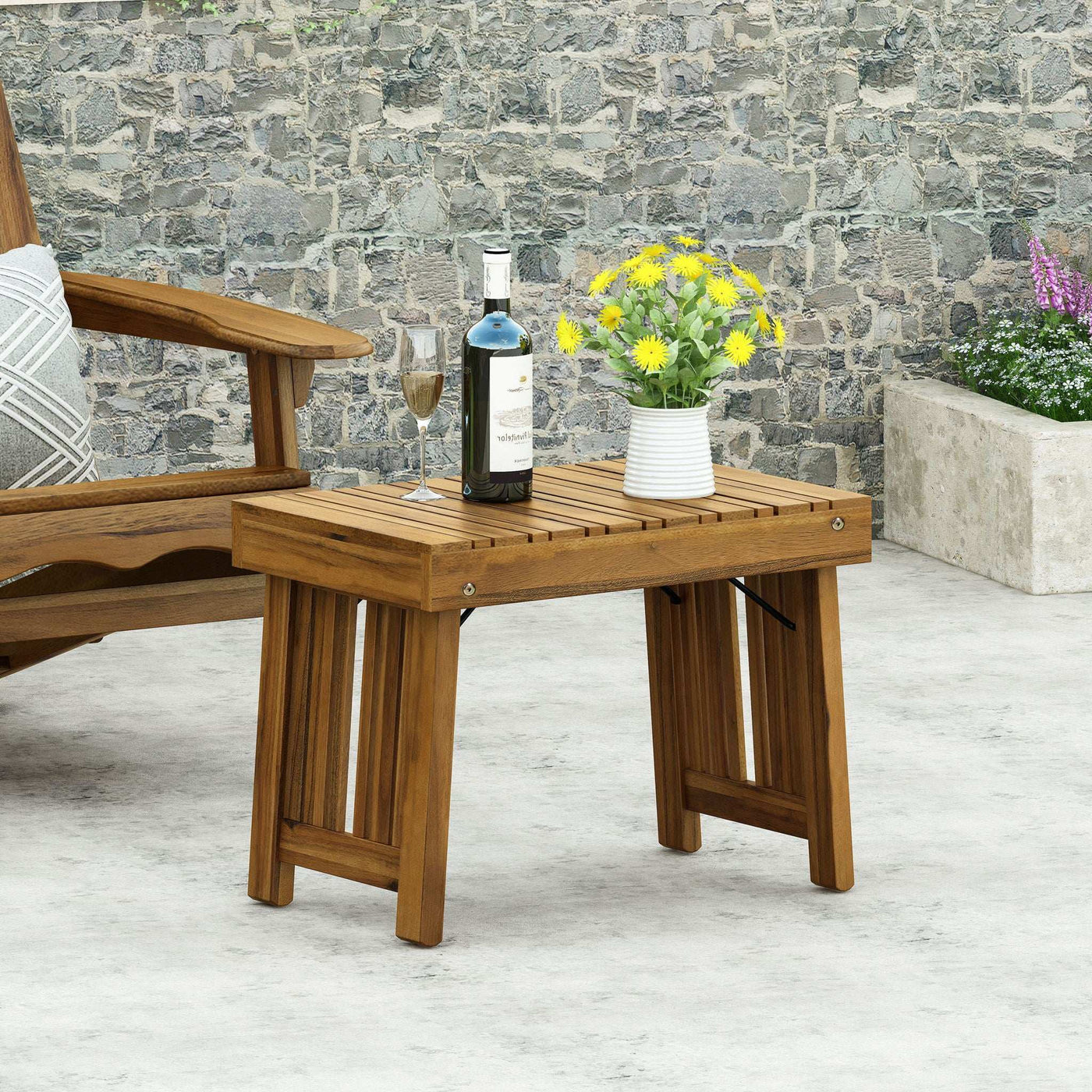 Temptation Outdoor Foldable Side Table With Slat Design by HouseOfZazla