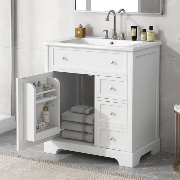 Bathroom Vanity With Sink Top, Cabinet With Door And 2 Drawers - White, photo 2 of 4