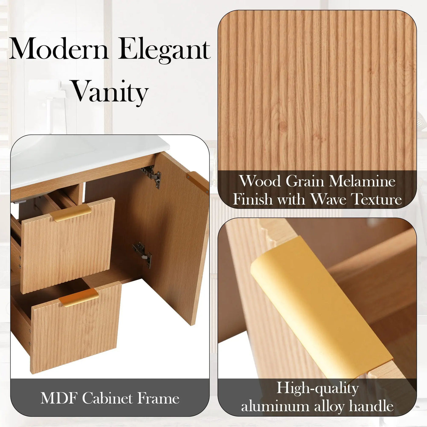 Modern Wall Mounted Bathroom Vanity, Soft Close Doors by HouseOfZazla