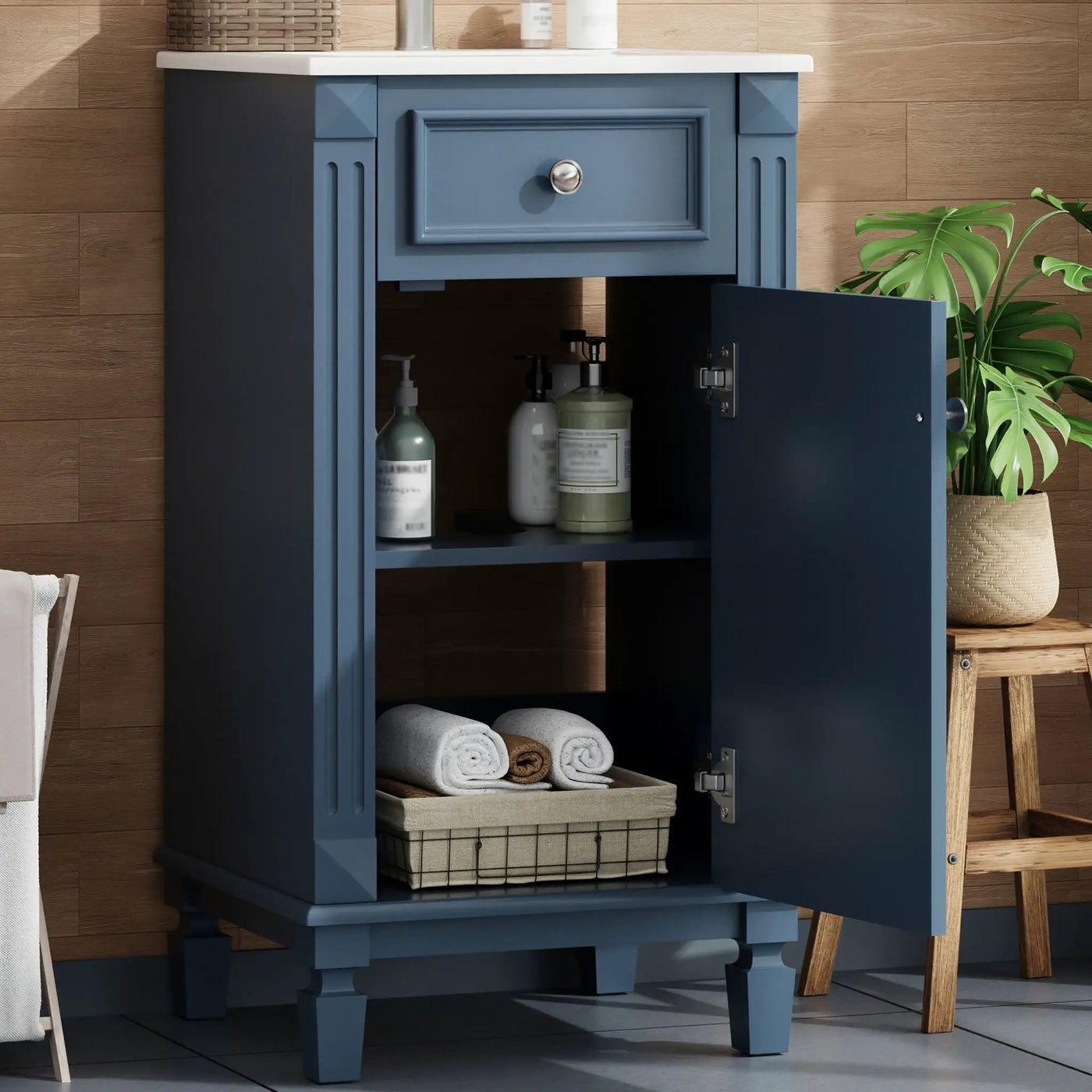 Bathroom Vanity With Sink, Soft-Closing Door, Adjustable Shelf by Unique Piece Furniture