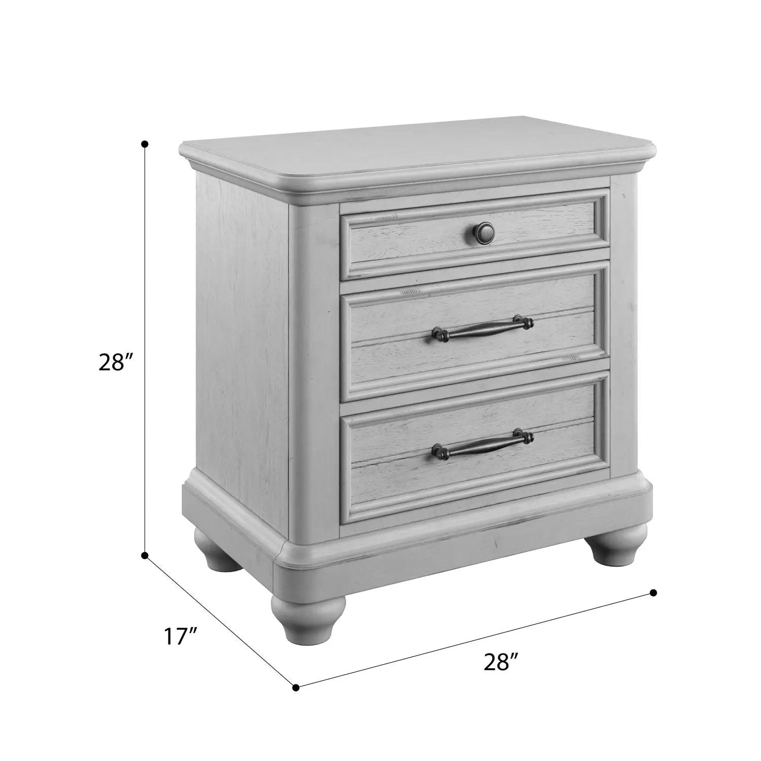 3 Drawer Nightstand With USB - Gray - Wood by Unique Piece Furniture