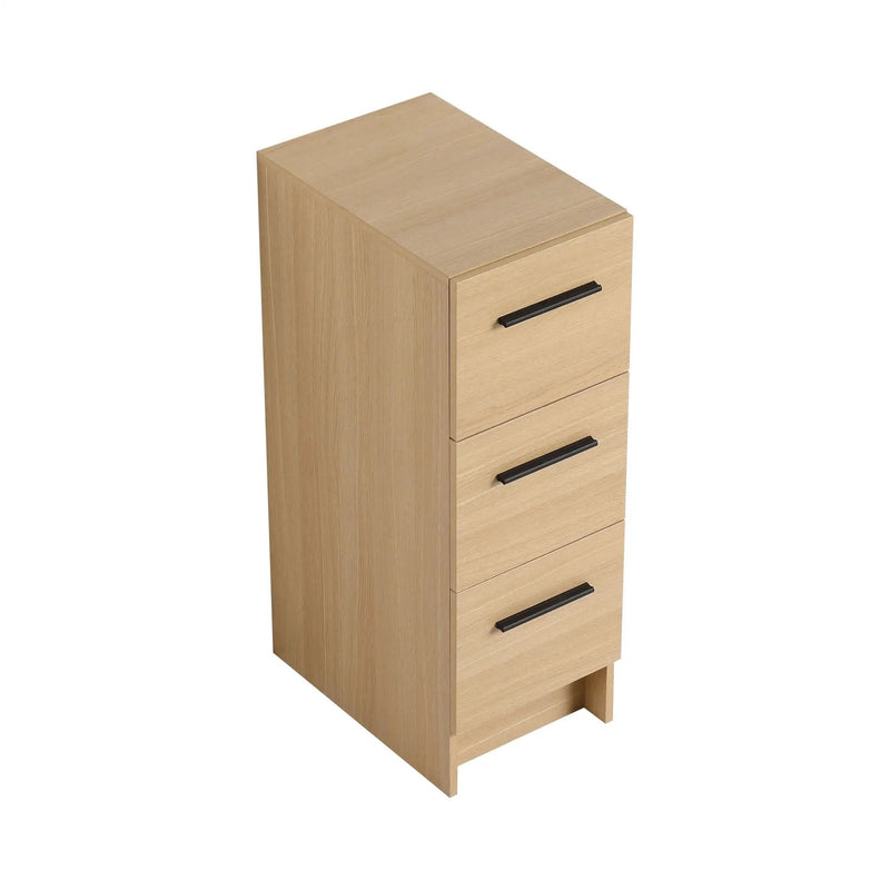 Slim Freestanding Bathroom Storage Cabinet, 3 Drawers - Light Oak by HouseOfZazla