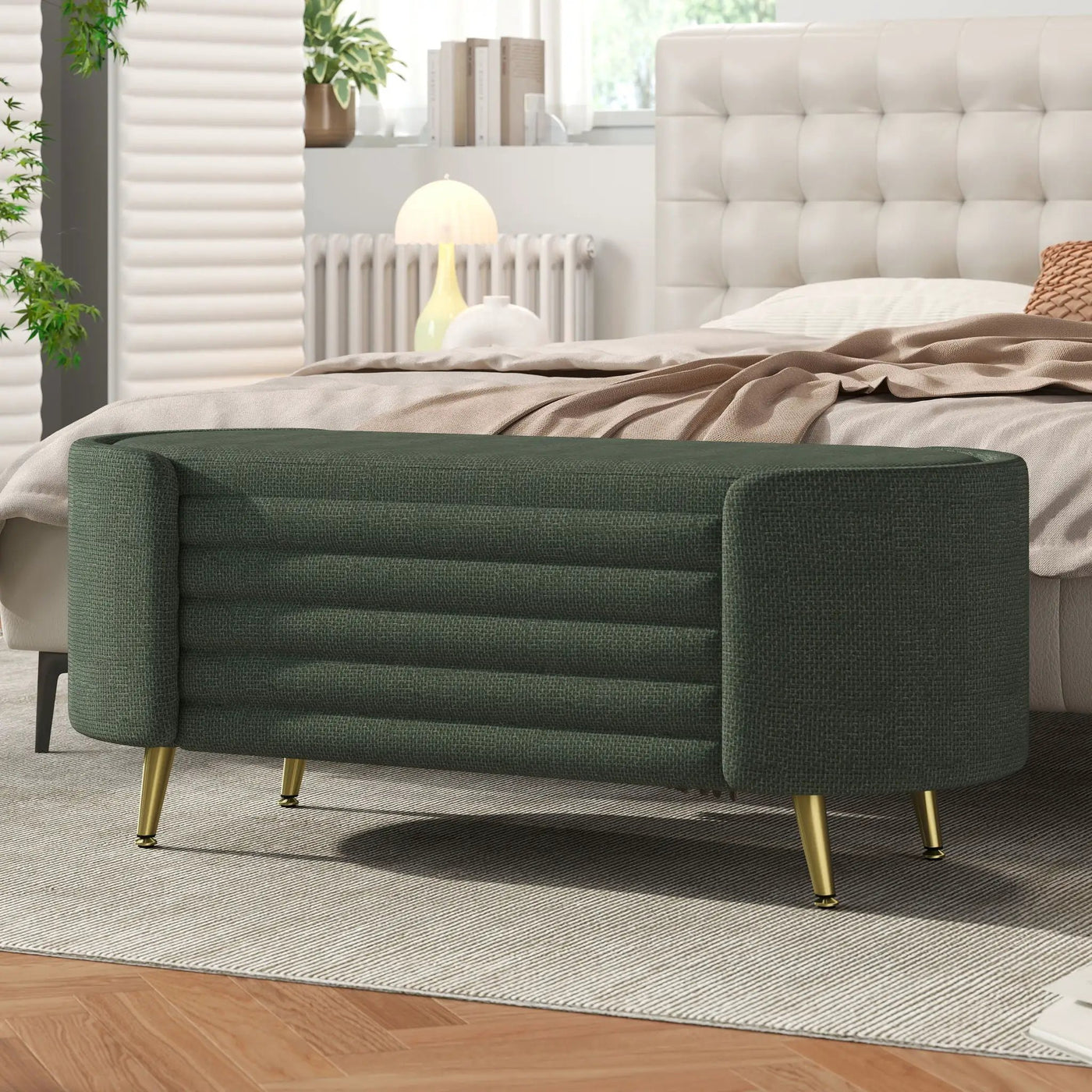 Modern Oval Storage Ottoman With Upholstery by HouseOfZazla