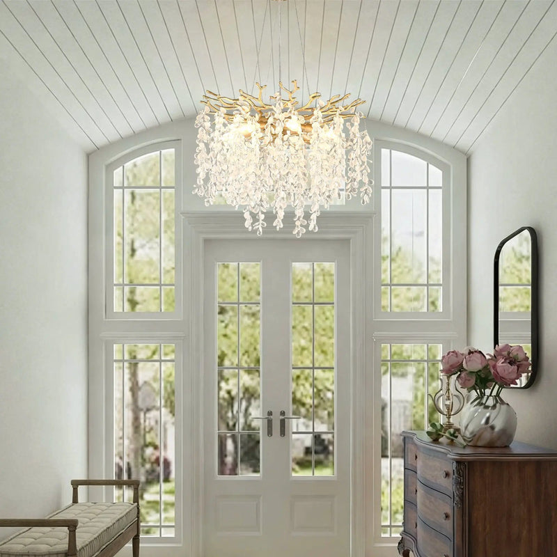 6-Light Chandelier Crystal Ceiling Lamp in Gold by HouseOfZazla