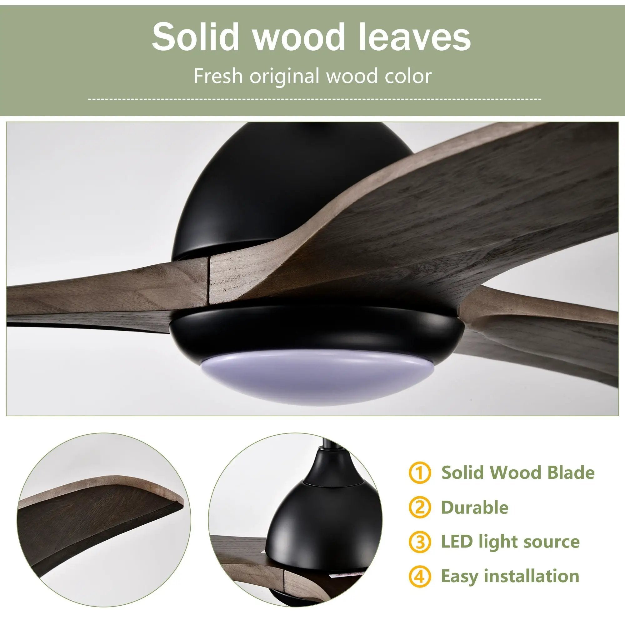 Indoor Outdoor Ceiling Fan With Light With Remote Control, Noiseless Reversible Motor, 6 Speed, 3 Color by HouseOfZazla