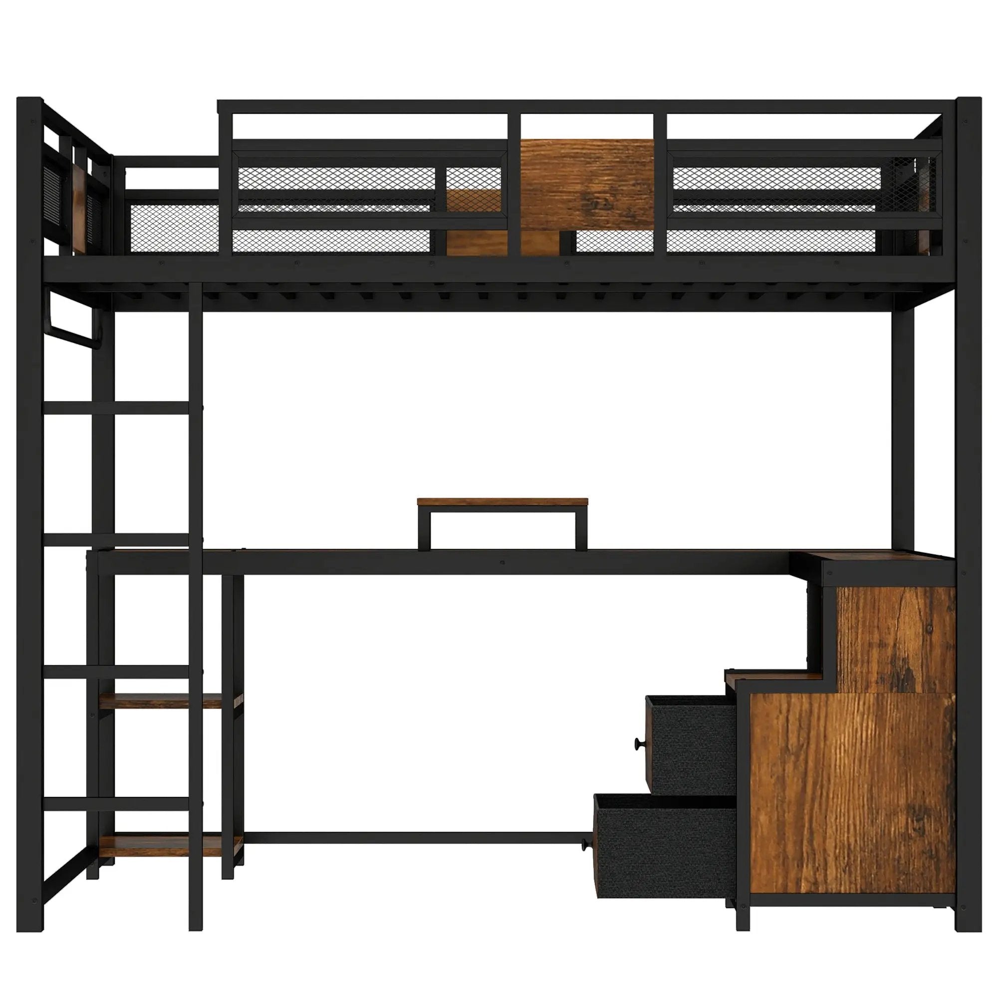Queen Loft Bed with Desk and Storage by HouseOfZazla