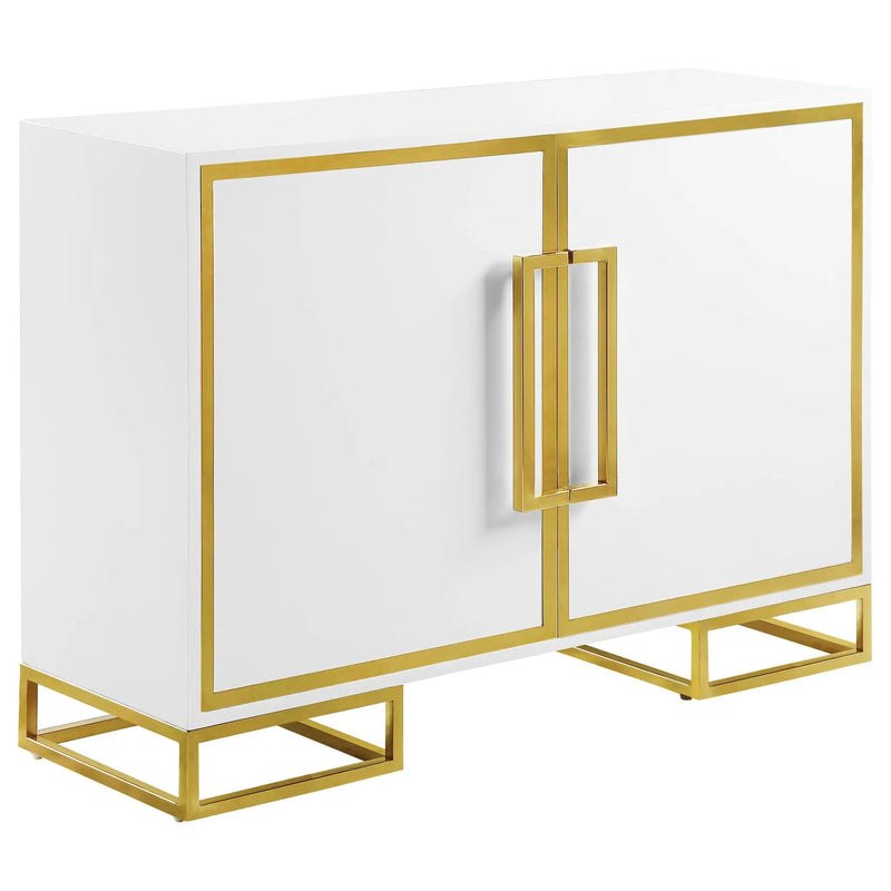 Synchrony - 2 Door Accent Cabinet With Art Deco Trim - White by HouseOfZazla