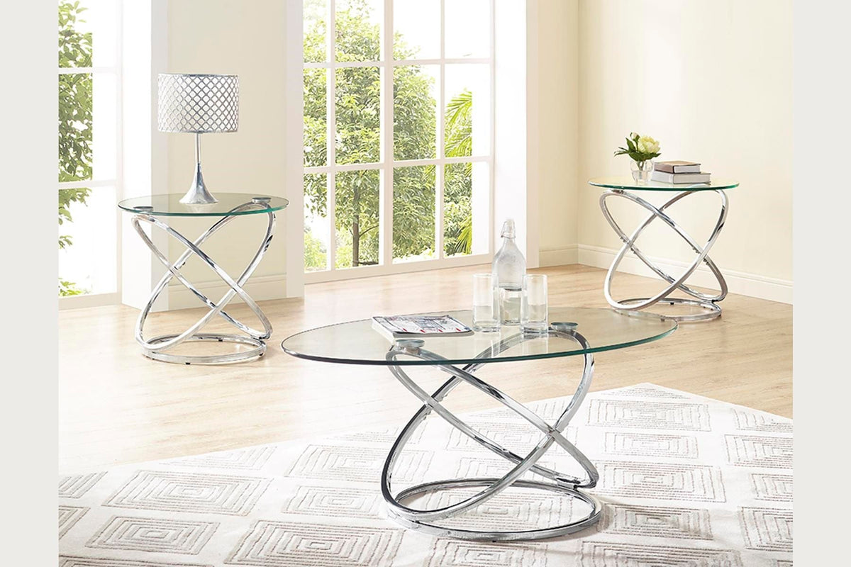 Chrome Cocktail Table Set with Modern Stainless Steel Construction