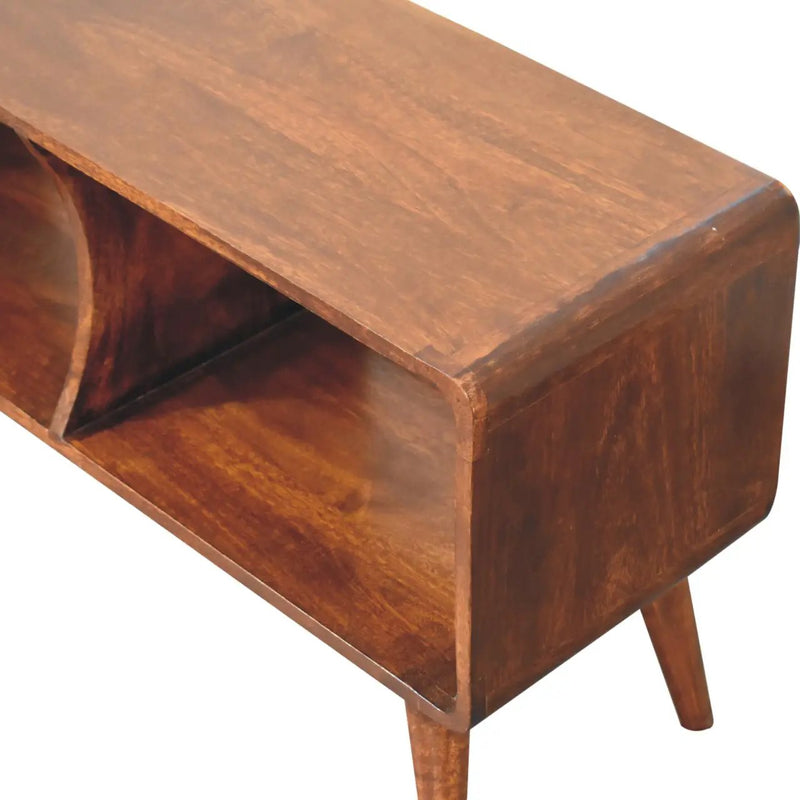 Solid Wood Curved Chestnut Media Unit by HouseOfZazla