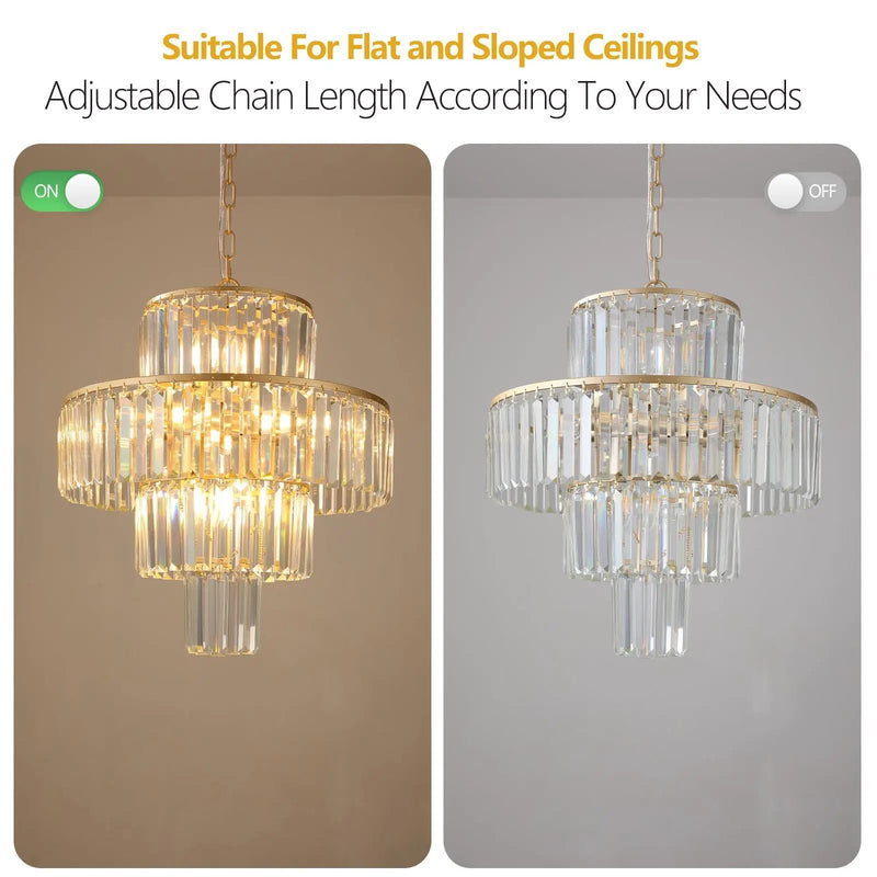 20' Modern Crystal Chandelier with Gold Finish by HouseOfZazla
