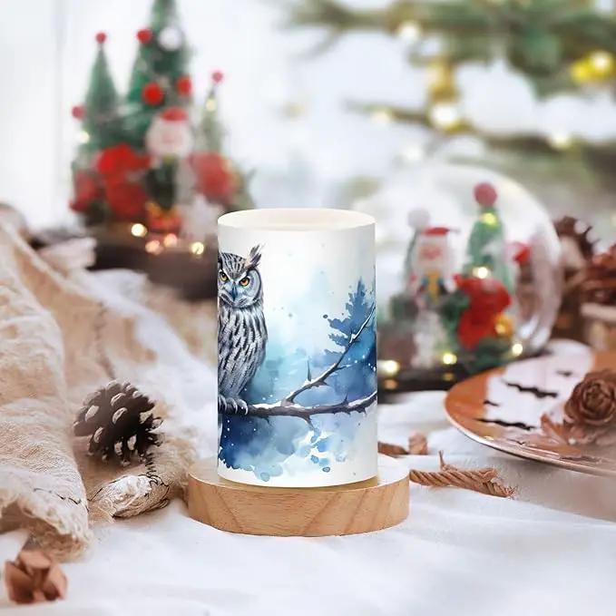 Flickering Flameless Candles, Owl on Tree LED Candles with Remote Timer, Set of 2 Battery Operated Candle for Valentine Wedding Birthday by GreenHaven Gardens