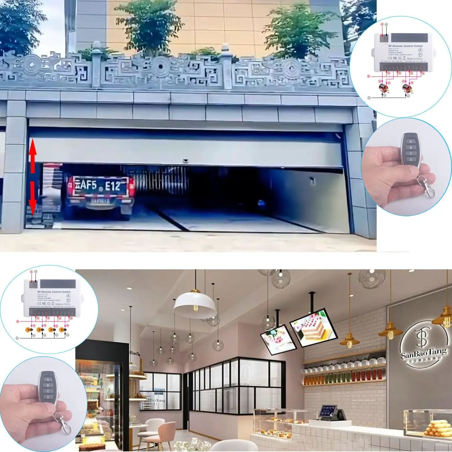 12V 24V 4 Channels Wireless Relay Remote Control Switch, RF 433Mhz DC 5V-30V Garage Door Opener Wireless Switch with Receiver 2 Transmitters, Easy to Terminal Wiring (4CH 2* Controller 433Mhz) by GreenHaven Gardens