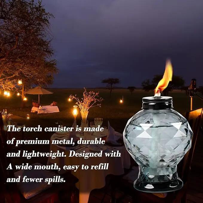 tewei 4 Pack Glass Table Top Light Torches for Outside, Easy to Refill Glass Citronella Torches Outdoor Lanterns, Wick and Cap Included Torch for Garden Patio Yard Party by GreenHaven Gardens