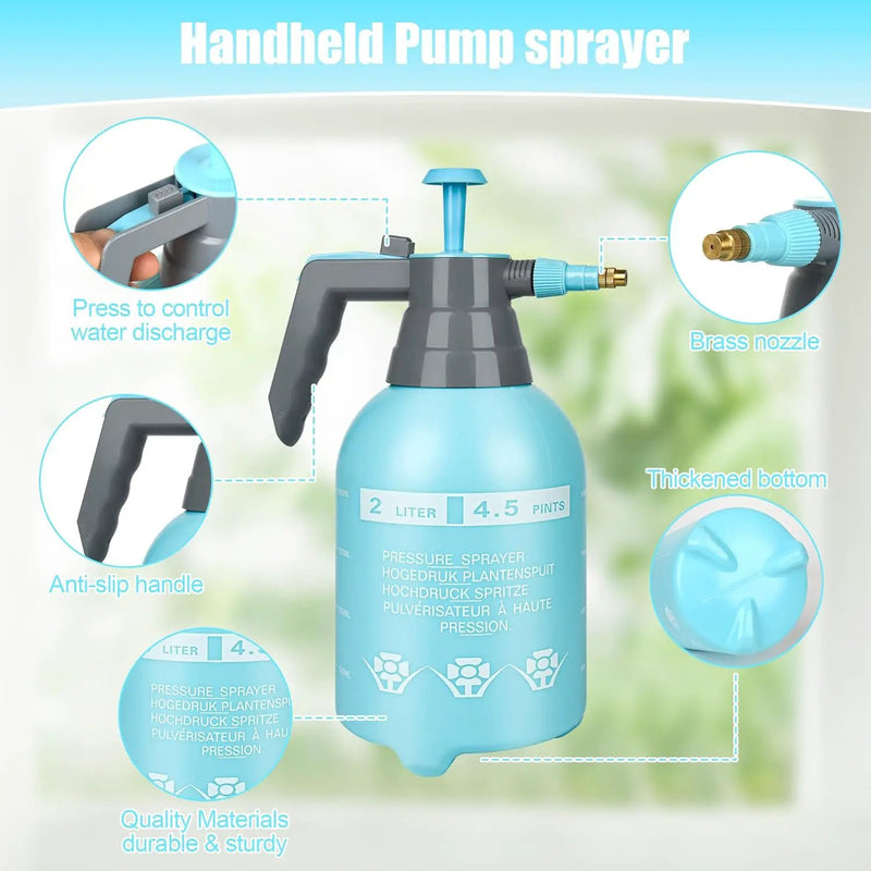 3 Pcs 1/2 Gallon Plastic Handheld Pump Sprayer – Garden Pressure Sprayer Bottle with Adjustable Nozzle for Plants, Cleaning, Household Tasks –Blue by GreenHaven Gardens
