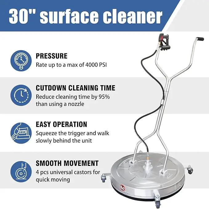 JANZ 30'' Pressure Washer Surface Cleaner with 4 Wheels,Dual Handle,Stainless Steel Housing, 2 Hose Adapters and 4 Replacement Nozzle Cores,Ideal for Driveways, Sidewalks,Patios,Decks Cleaning by GreenHaven Gardens