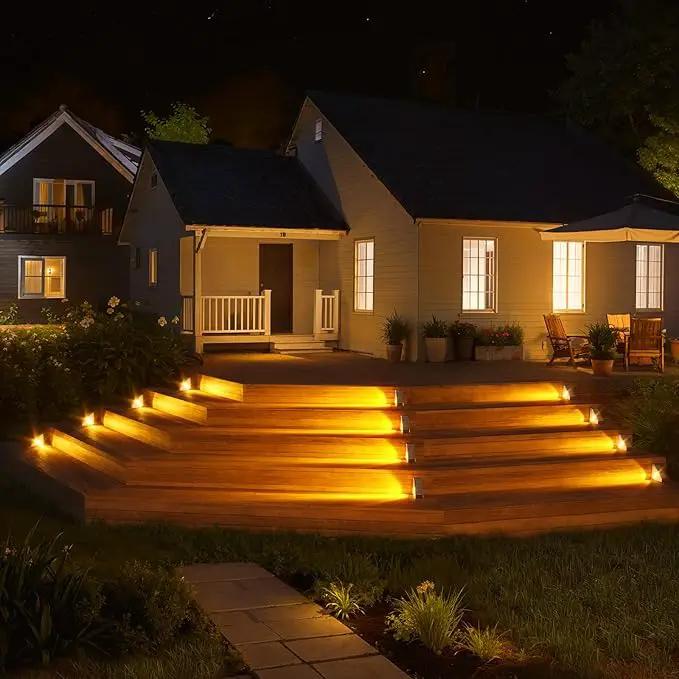 KINKAI Solar Step Lights Outside - 16 Pack Outdoor Stair Light Waterproof LED Triangle Deck Lamps for Garden, Patio, Yard, Front Door, Porch Decor (Warm Light) by GreenHaven Gardens