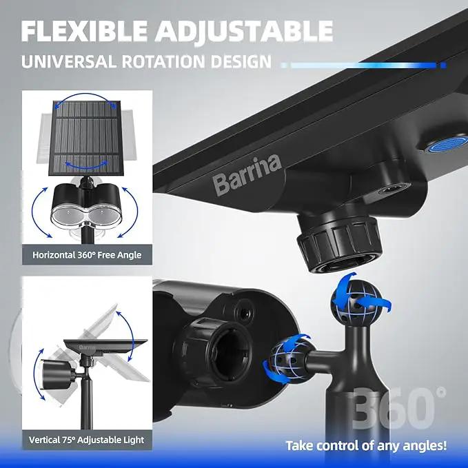 Barrina Solar Spotlights Outdoor Waterproof, 360° Horizontal Adjustable Outdoor Solar Spot Lights, 6500k 3 Modes, 24 LEDs Solar Powered Landscape Lighting for Garden Yard Pathway, Auto On/Off, 6 Pack by GreenHaven Gardens