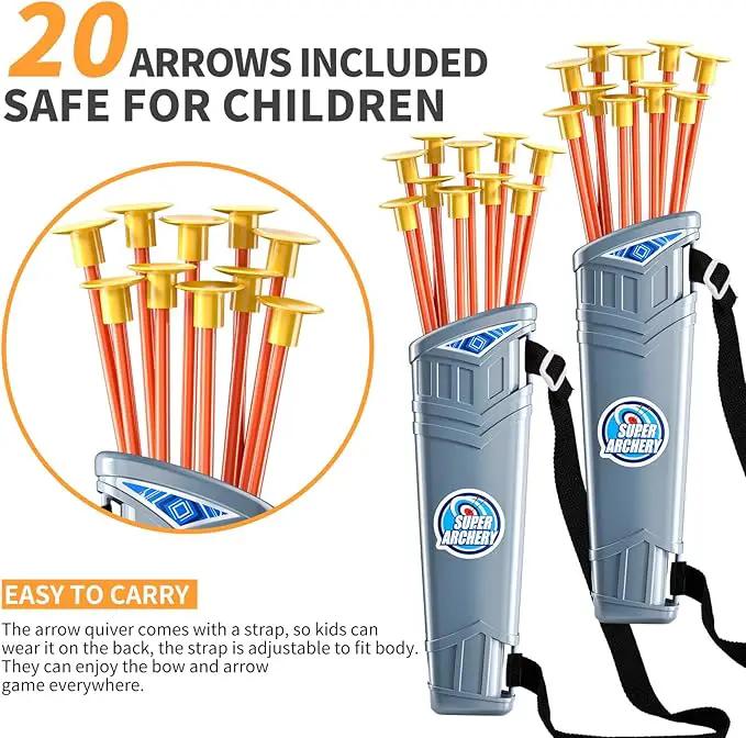 TEMI Bow and Arrow Set for Kids - Archery Toy Set - LED Light Up with Suction Cup Arrows, Target & Quiver, Indoor and Outdoor Toys for Children Boys Girls by GreenHaven Gardens