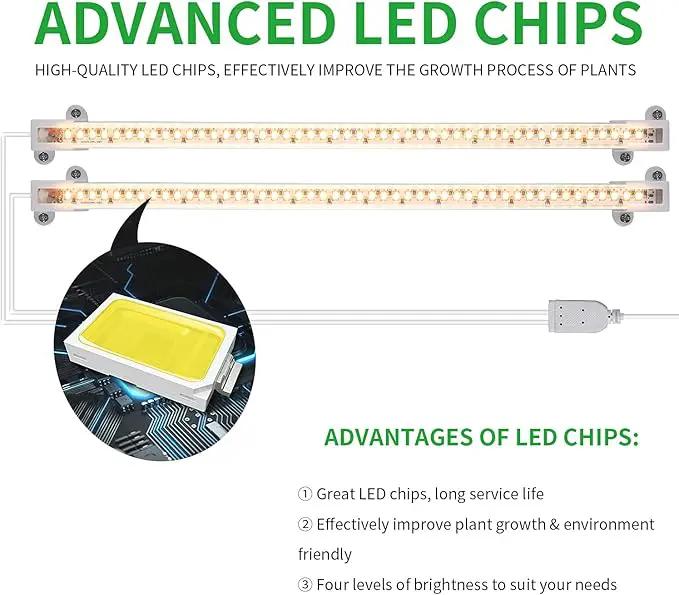 Two Heads Strip Growing Lamp, Full Spectrum Grow Light Strips for Indoor Plants with Auto ON/Off Timer & 4 Dimmable Levels, Led Grow Light for Green House Hydroponics Succulent by GreenHaven Gardens