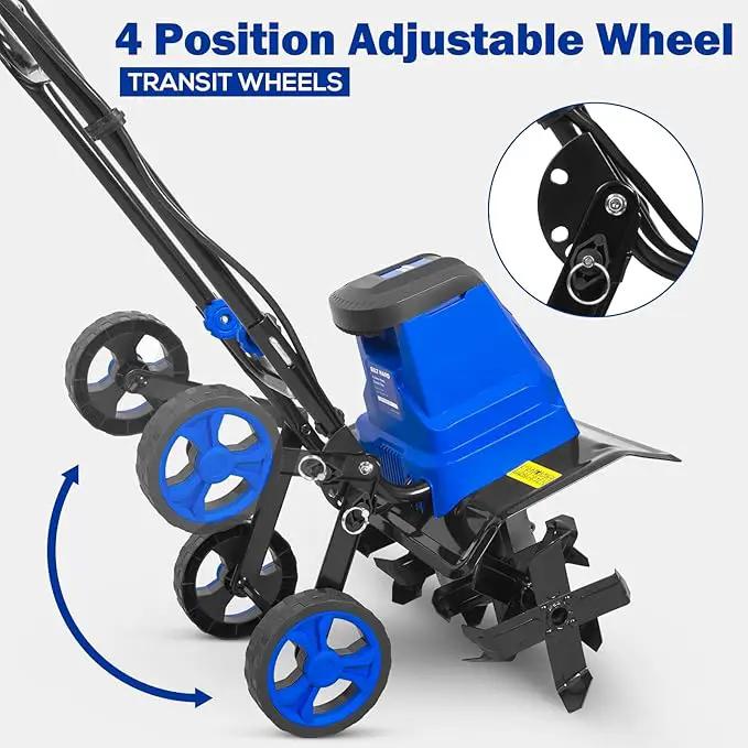 BILT HARD 14-Amp 18-Inch Electric Tiller Cultivator, 8'' Tilling Depth Corded Garden Rototiller, 6 Steel Front Tines Roto Tillers with Adjustable Wheels & Foldable Handle for Garden Lawn Soil Digging by GreenHaven Gardens
