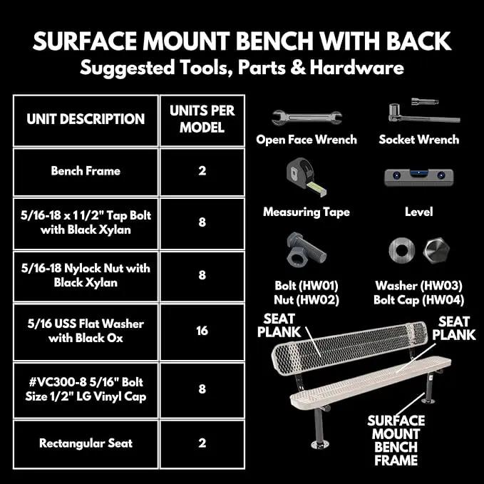 Coated Outdoor Furniture Heavy-Duty Outdoor Bench Thermoplastic Coated, Expanded Metal, Commercial-Grade Seating, Made in America (Surface with Back, 6 Ft, Textured Grey) by GreenHaven Gardens