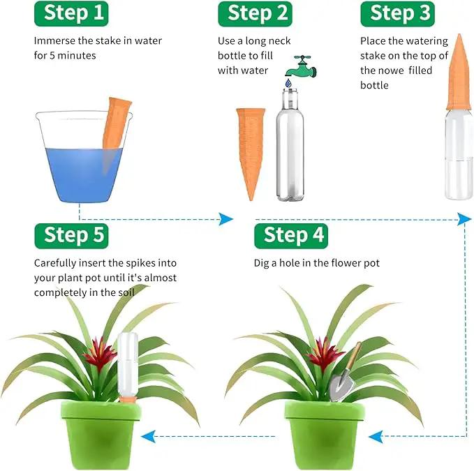 Plant Self Watering Stakes 12 Pack Terracotta Watering Spikes for Indoor and Outdoor Plants,Wine Bottle Plant Watering Devices, Automatic Plant Waterers for Vacation by GreenHaven Gardens