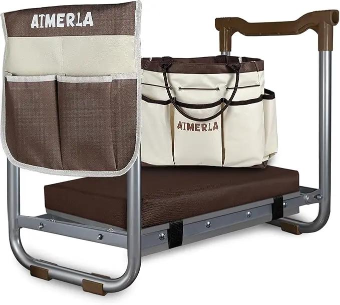 K5 Foldable Kneeler Seat - Heavy Duty (Detachable Cloud Kneeler Pad) - Garden Stool - 2 Large Tool Bags - Portable Bench for Indoor & Outdoor by GreenHaven Gardens