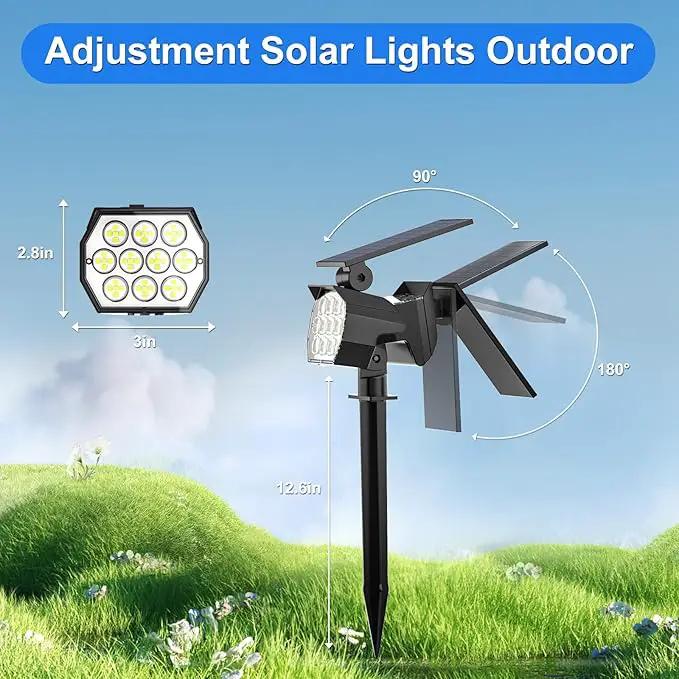 Solar Spot Lights Outdoor Waterproof IP67, 8 Pack - 50 LED Adjustable Solar Powered Landscape Spotlight with 3 Lighting Modes, Stake Light for Outside Yard Lawn Pathway Tree (Cool White) by GreenHaven Gardens