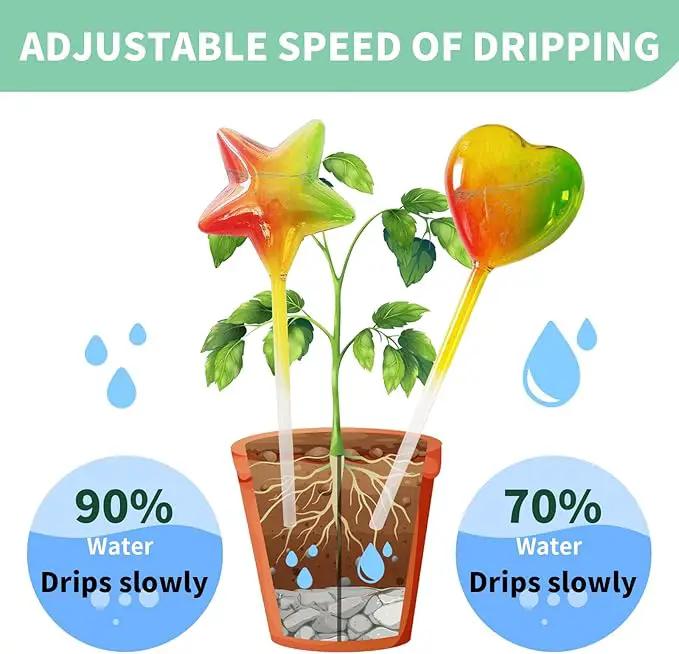Glass Plant Watering Globes, Flower Watering Globes Self Watering Star Plant Watering Pot, Automatic Multicolored Glass Watering Spray for Everyday Use,3 Pack (A) by GreenHaven Gardens