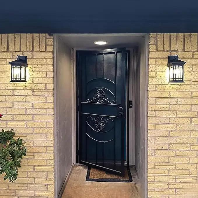 Outdoor Porch Lights Wall Mount, 2 Pack 12.4 Inch Outdoor Wall Lantern With E26 Sockets & Seeded Glass, Classic Exterior Lighting Fixtures, Waterproof Black Porch Light Fixtures For House, Garage by GreenHaven Gardens