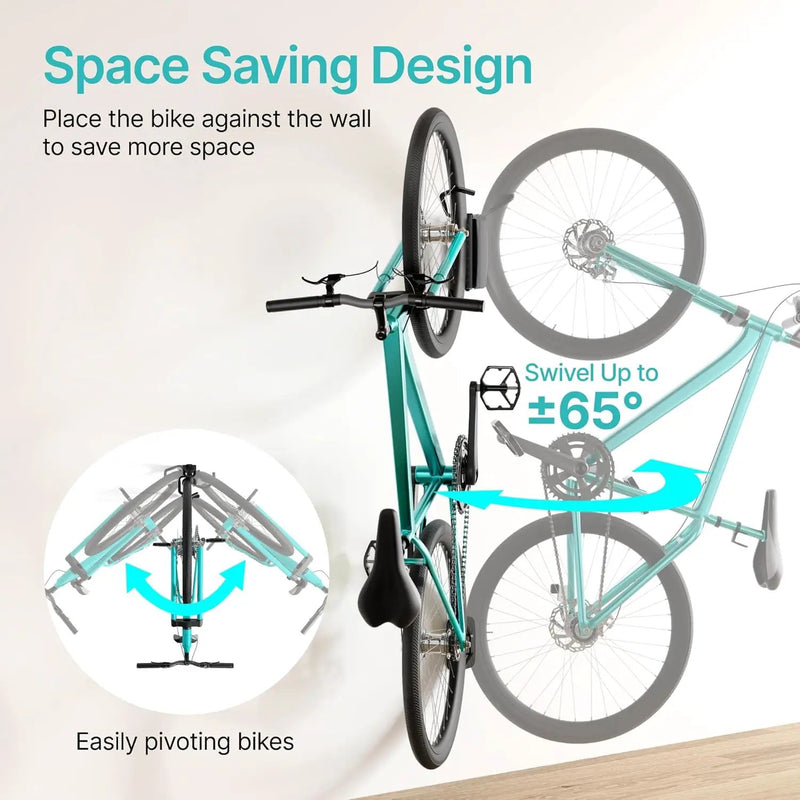 Bike Rack Garage, Bike Wall Mount Heavy Duty, Holds 77 Lbs, Swivel Bike Hangers for Garage, Adjustable Indoor Bike Storage for Bedroom Home Office, 4 Pack by GreenHaven Gardens