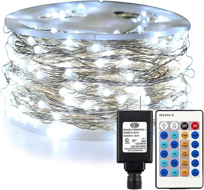 RUICHEN Cool White Dimmable Fairy Lights Plug in, Super Long 165 Ft 500 LED Twinkle String Lights with Remote, Waterproof Silver Wire Firefly Lights for Christmas Wedding Party Bedroom Patio Garden by GreenHaven Gardens