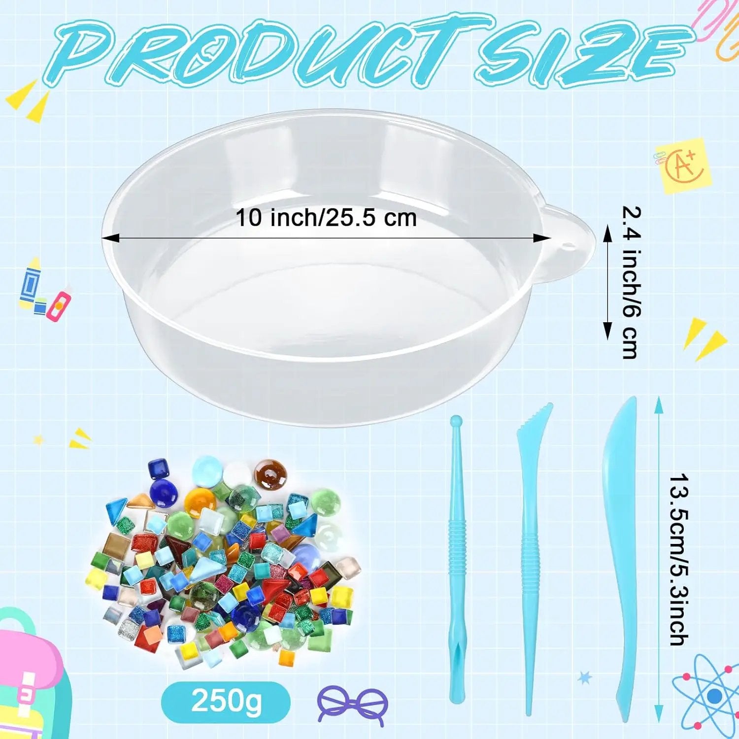24 Pcs Stepping Stone Kit Includes Round Concrete Mold, Mosaic Tiles and Carving Tools, DIY Craft Handmade Stepping Stone Kit for Kids, Family, Garden Outdoor Decor (No Concrete Mix) by GreenHaven Gardens